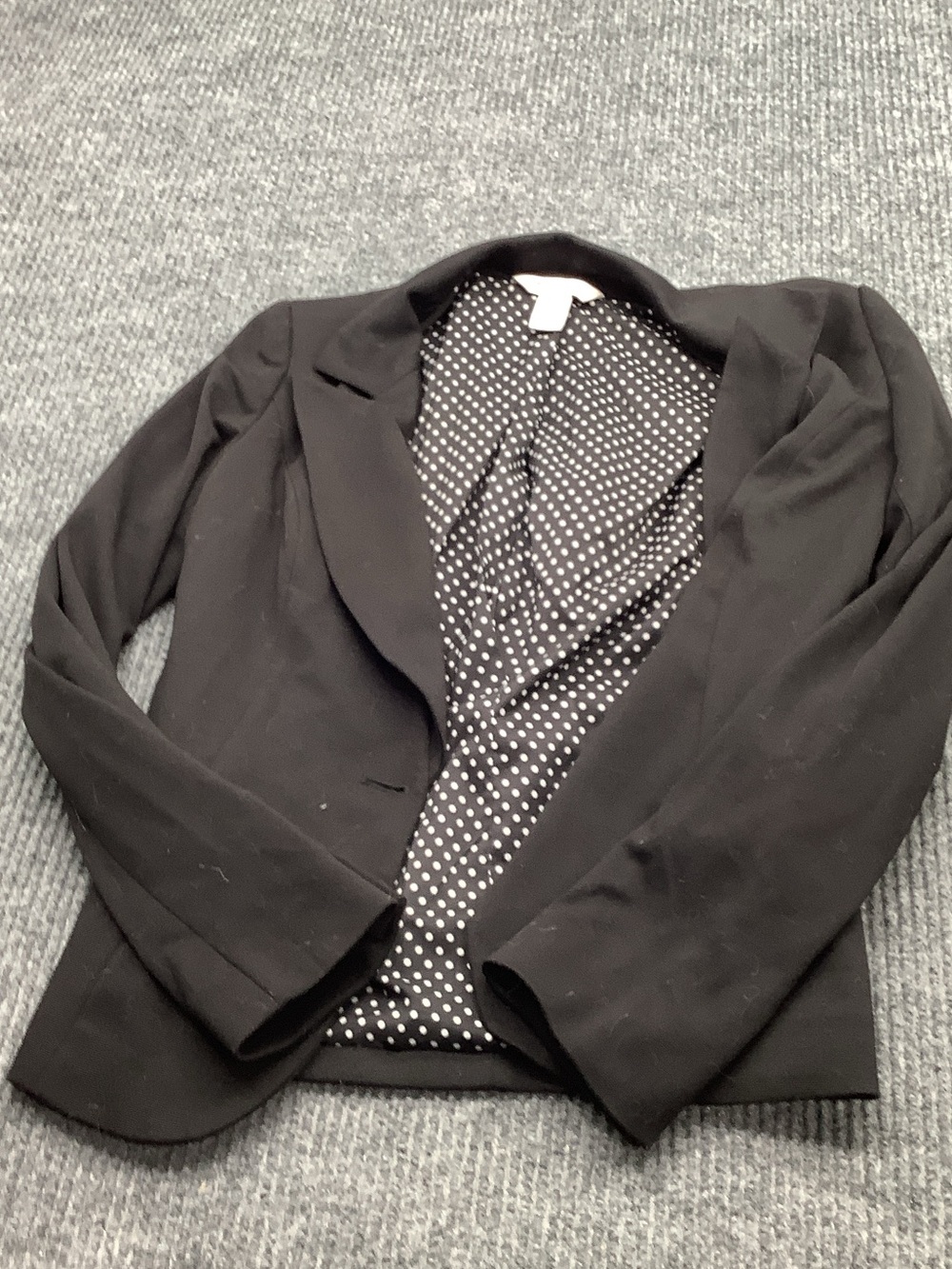 White House Black Market Black Tailored Blazer with Polka Dot Lining